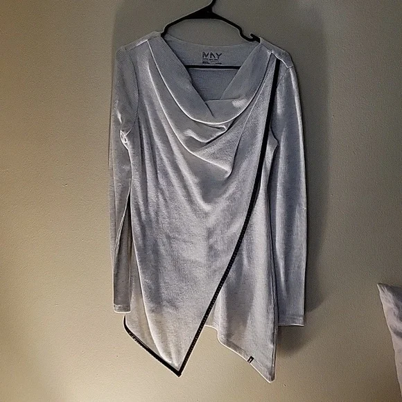 Marc New York Performance Draped Asymmetrical Thermal Tunic Top - White/Cream - Picture 2 of 6